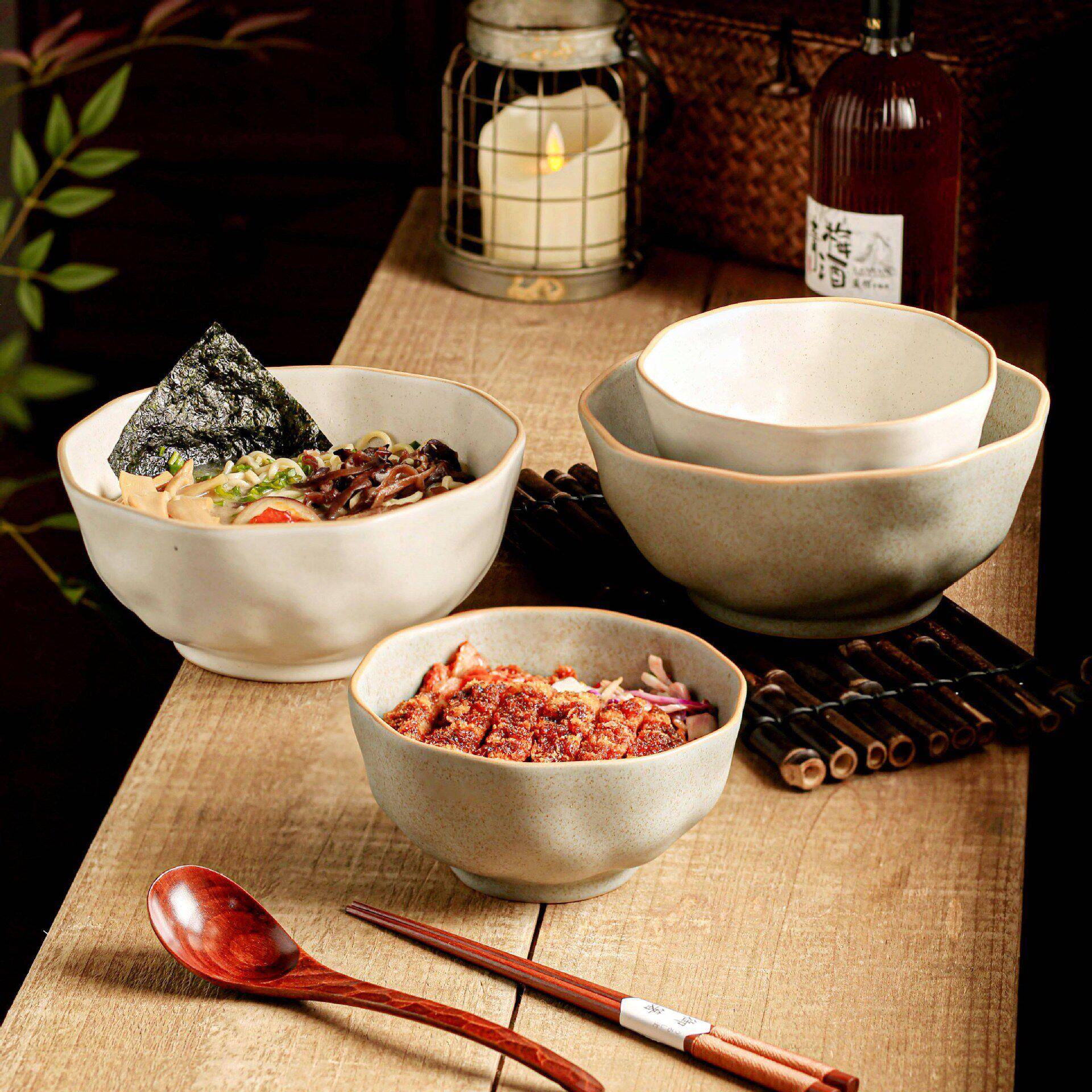 饭碗家用陶瓷脚碗盖饭碗螺蛳粉碗釉下彩餐具面条碗喝汤碗拉面碗