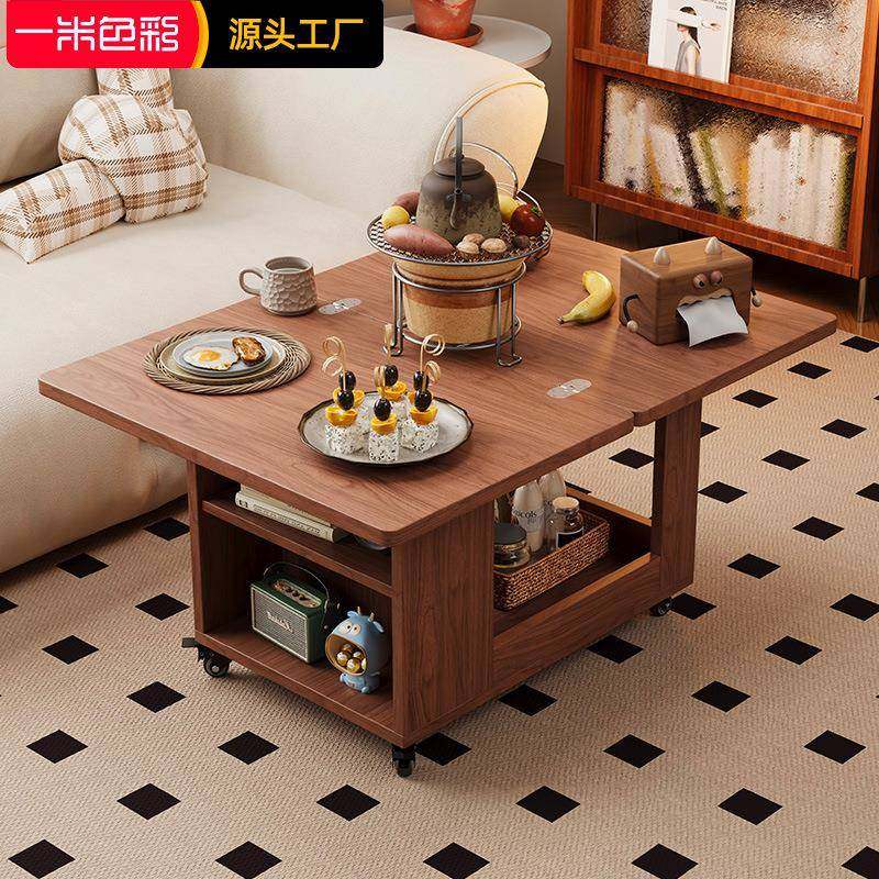 实木沙发边柜侧边几家用客厅移动收纳小推车阳台茶几可折叠小桌子