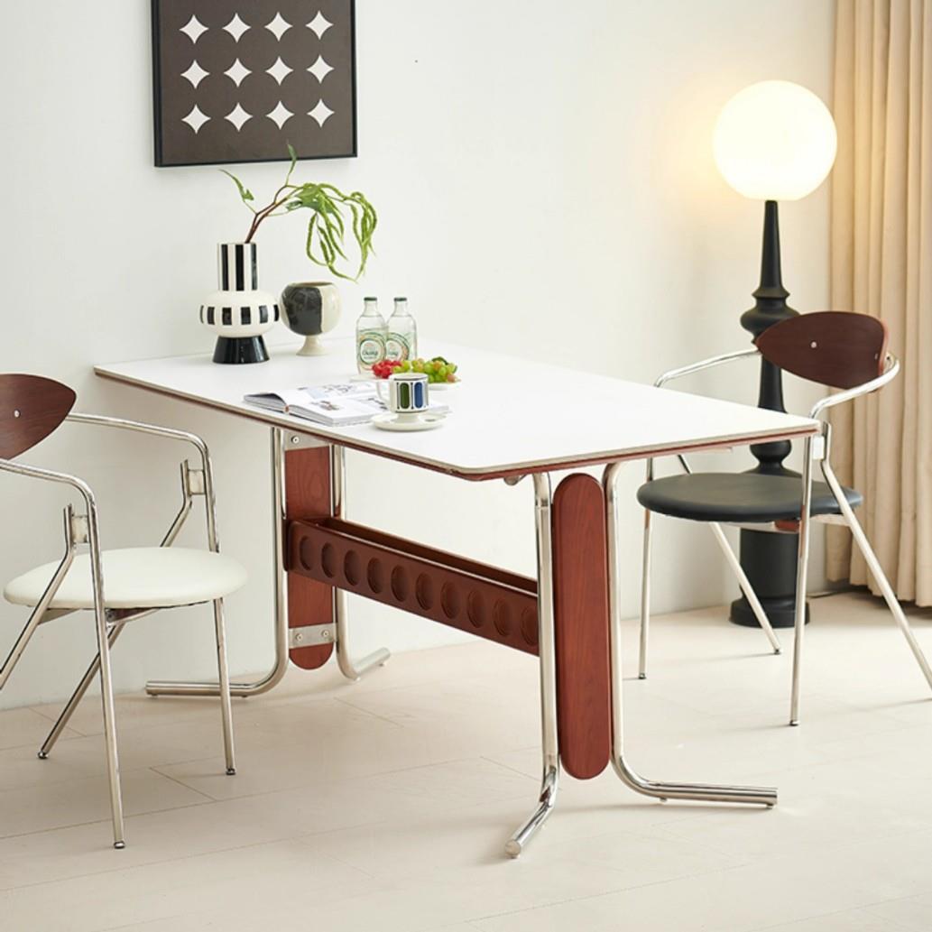 中古岩板餐桌家用小户型实木洽谈吃饭圆桌奶茶店咖啡厅餐桌椅组合