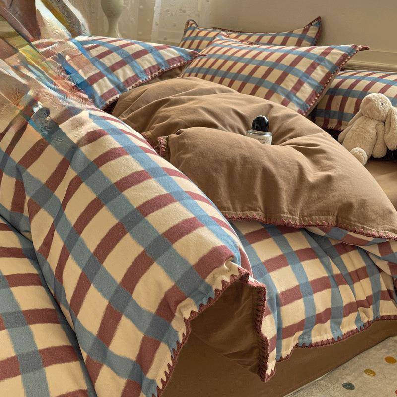 磨毛床上四件套纯棉全棉2025新款床单被套四季通用床笠被罩套件