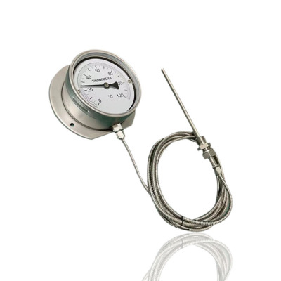 供WTZ-280全钢压力式温度计径向带后边毛细管温度表150MM 120°C