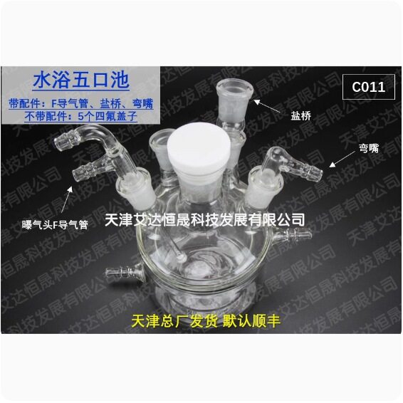 天津艾达恒晟 水浴五口电解池 C011 原厂直接发货