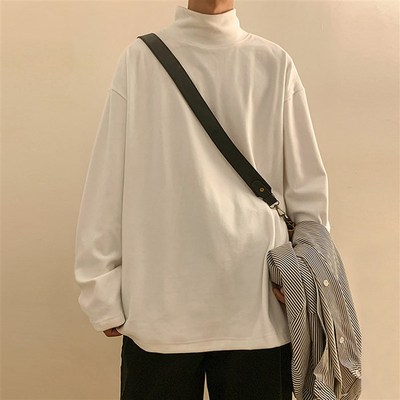 @B区款 德绒保暖打底衫男款w秋冬季大码纯色百搭上衣半高领长袖T