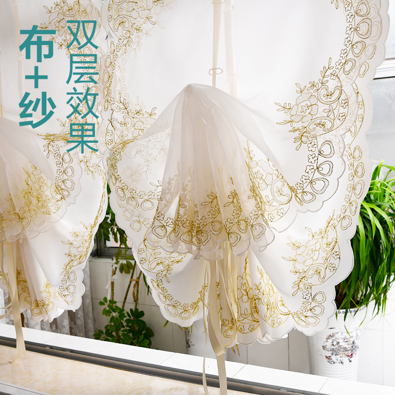 美式欧式乡村短帘半帘 气球帘提拉帘G升降纱帘飘窗罗马帘厨房窗帘