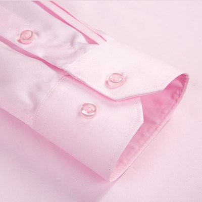 HN高端丝光棉免烫淡粉色衬衫长袖浅粉结N婚新郎粉红色男士衬衣