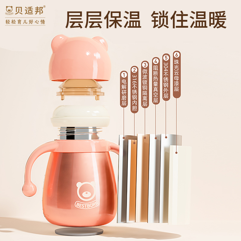 儿童保温杯带吸管两用宝宝鸭嘴杯婴幼儿J学饮杯外出喝水杯子壶奶