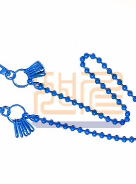 红色8MM球链定制圆珠链日韩v版潮流裤链80CM浅蓝色工装裤链 本服