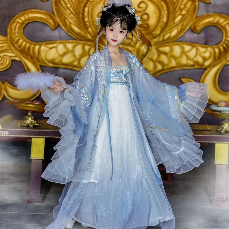 汉服女童春c秋季新款古风超仙气小女孩国风唐装儿童斗篷披风古装
