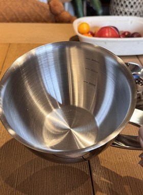 厚重控必入!德系31o6不锈钢大肚早餐杯牛奶打蛋碗量杯带手柄多用