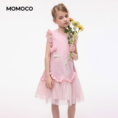MOMOCO玛米玛卡女童粉色公主裙