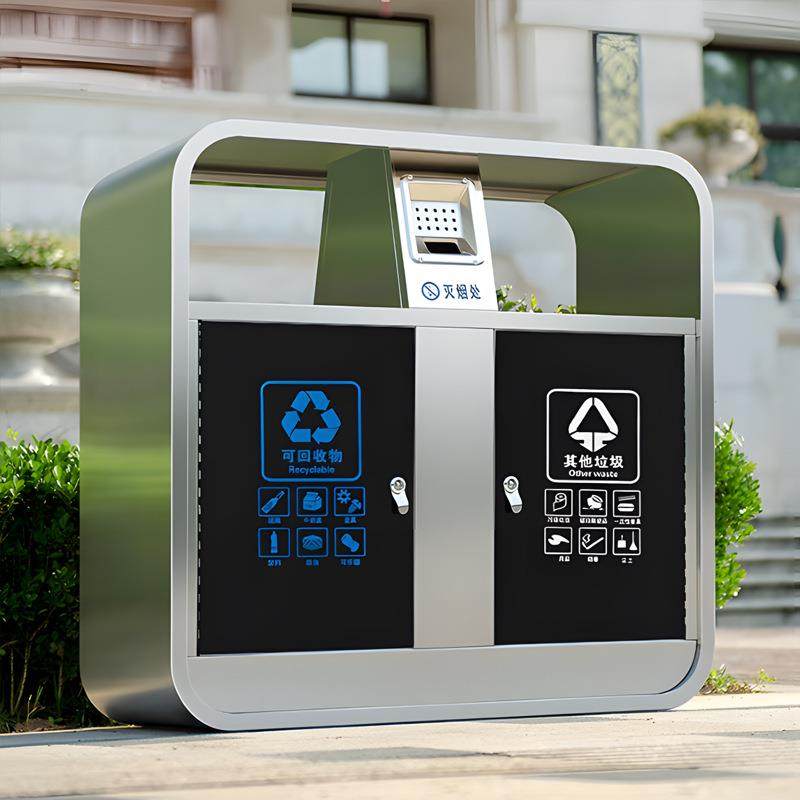 户外不锈钢分类垃圾桶中式塑木景区公园环卫小区街道果皮箱,住宅家具,垃圾筒,淘宝优惠券,粉丝福利购,淘宝优惠卷