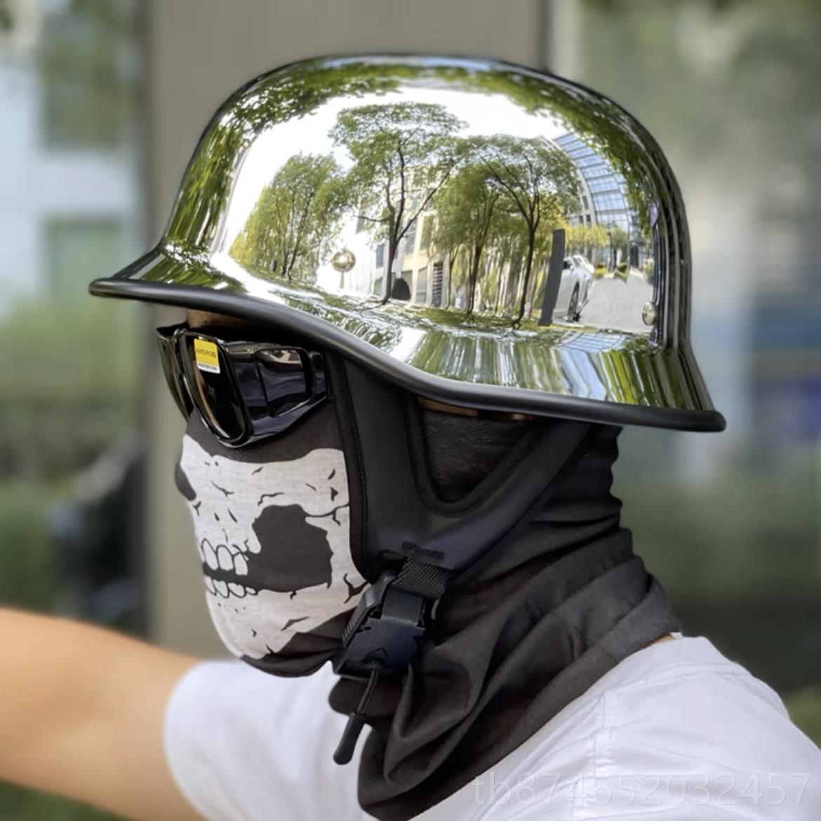 高档美混乱之子机born国free夏季瓢瓜皮电镀复古车骑士头盔盔哈雷