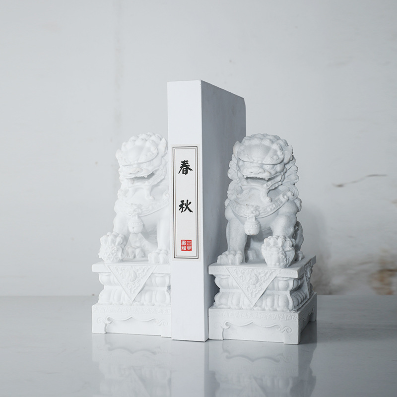 现代新中式样板房狮子摆件书桌玄关软装摆设客厅创意家居饰品