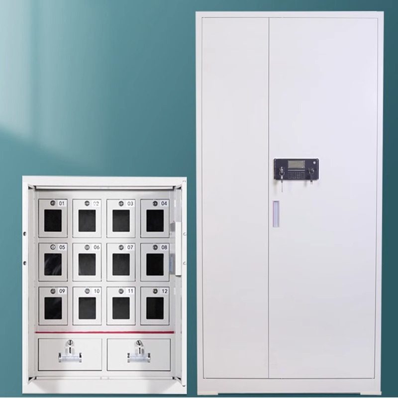 指纹验讫章柜全钢加厚印章管理玻璃门带抽屉电子密码锁保密柜双门