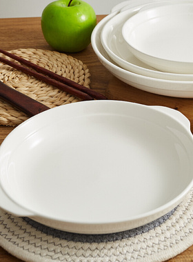盘子陶瓷白色深汤盘餐具简约Ceramic plates高白瓷鲍鱼盘跨境货源