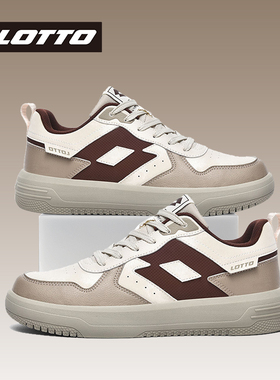 LOTTO乐途男复古低帮板鞋皮面防水运动鞋2025秋季新款厚底休闲鞋