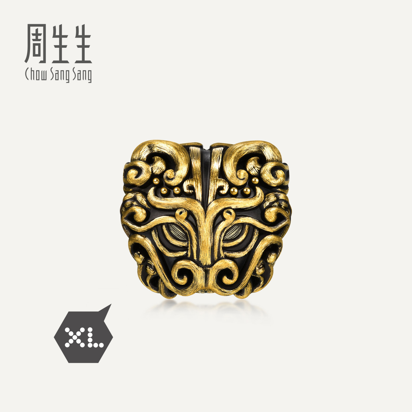 周生生华宇黄金足金Charme酷黑系列饕餮XL转运珠96138C定价图片