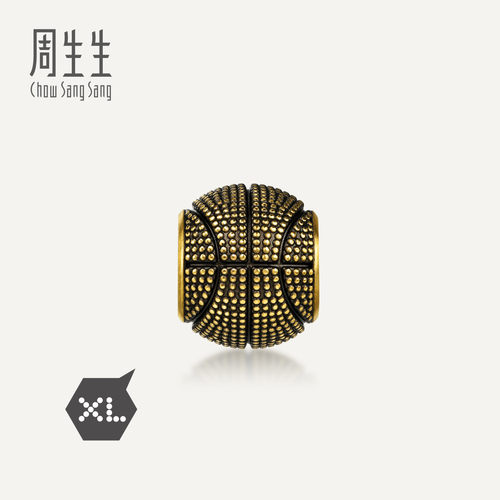 【配绳】周生生华宇黄金足金Charme XL酷黑篮球转运珠串珠96668C