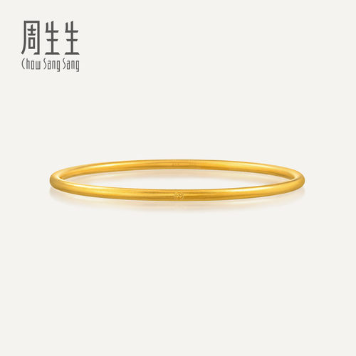 周生生华宇足金古法黄金东方古祖古法素圈黄金手镯91929K计价
