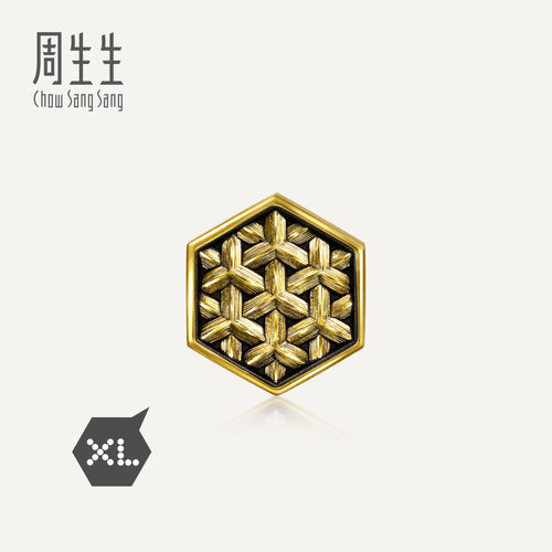 【配绳】周生生华宇黄金足金Charme酷黑系列锁子纹XL转运珠96436C