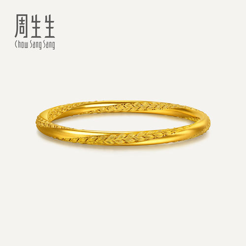 周生生华宇足金古法黄金文化祝福东方古祖穗穗平安手镯96636K计价