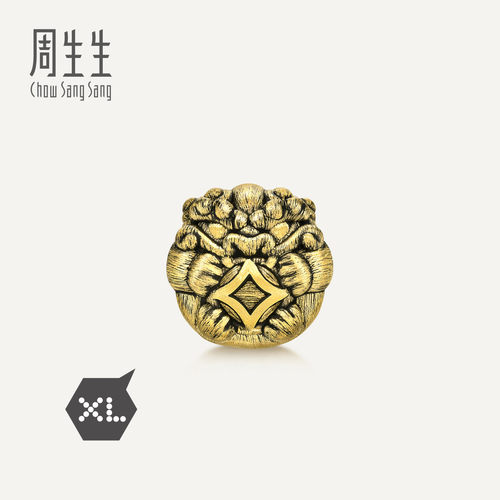 【配绳】周生生华宇黄金足金Charme酷黑貔貅金钱XL转运珠93838C