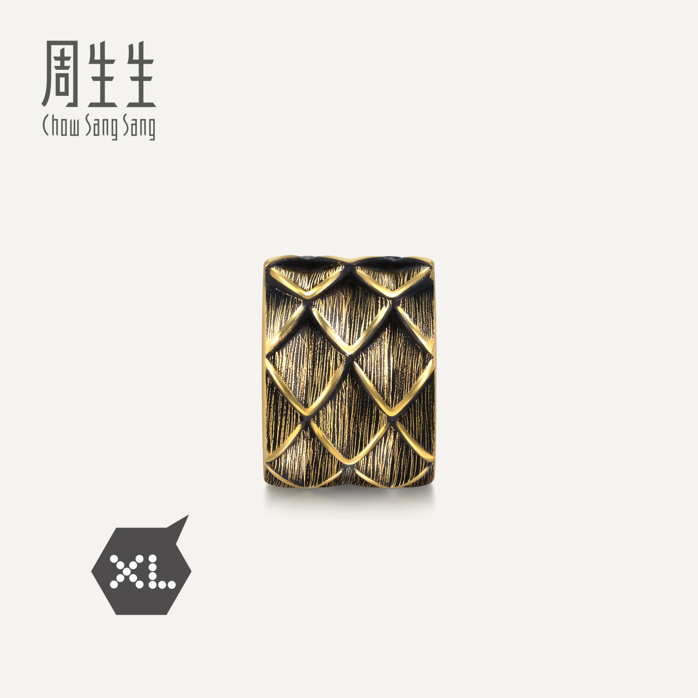 周生生华宇黄金足金Charme酷黑系列龙鱗珠XL转运珠94750C定价图片