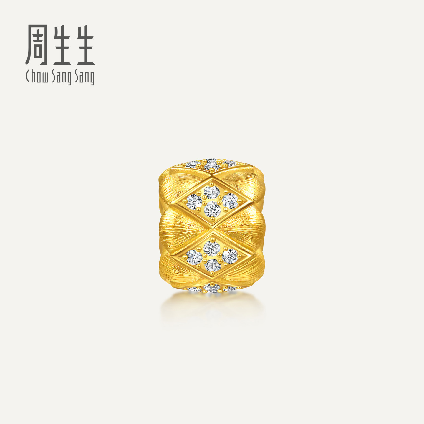 周生生华宇黄金金韵罗曼系列足金镶嵌钻石银杏叶转运珠95675C