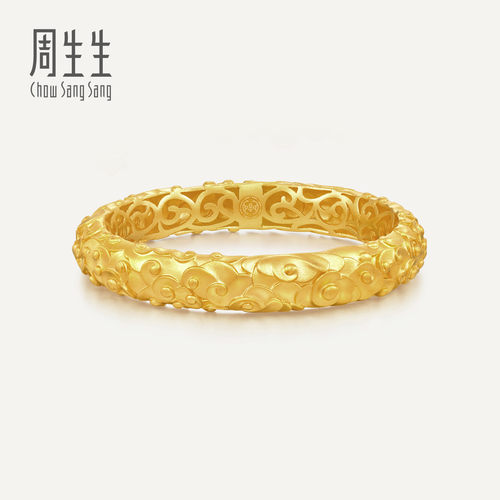 周生生华宇古法黄金足金文化祝福东方古祖祥云手镯90646K计价