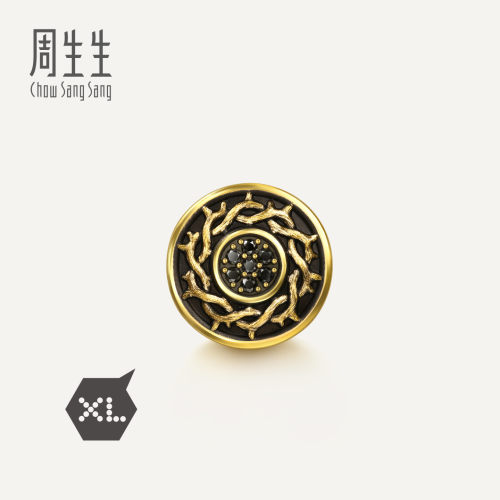 周生生华宇黄金Charme酷黑系列足金镶嵌黑钻荆棘XL转运珠95758C
