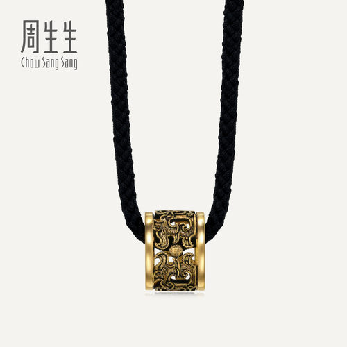 周生生华宇黄金足金酷黑系列四方神龙吊坠项链配绳男士94284Z计价