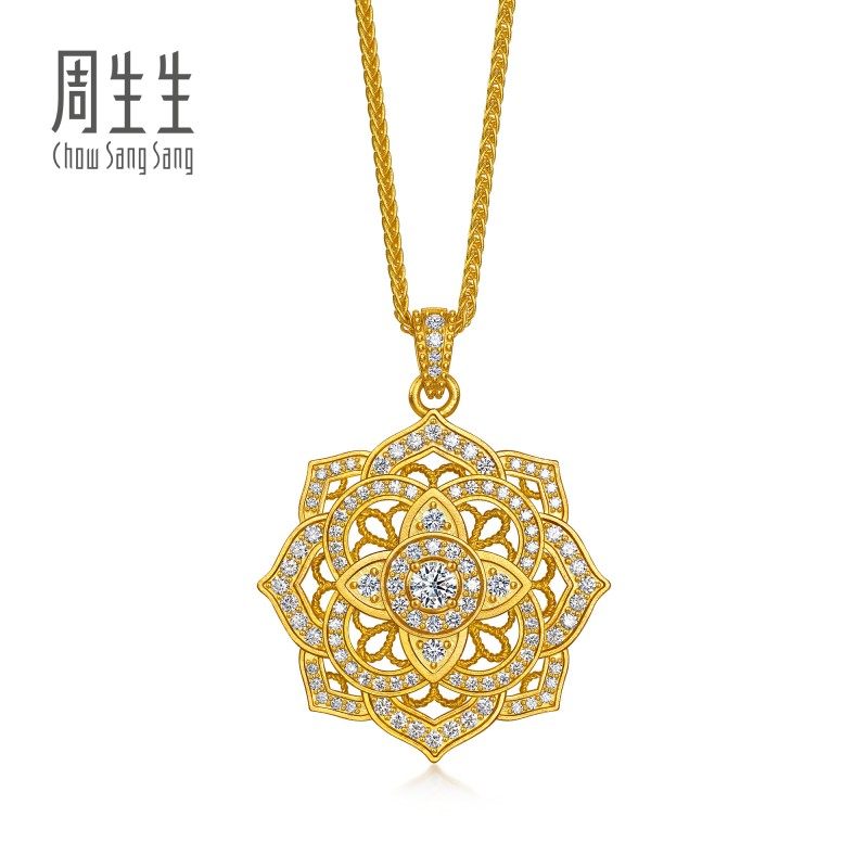 周生生华宇足金镶嵌曼陀罗四合如意套链(中心全爱钻10分)96226U,珠宝/钻石/翡翠,黄金镶钻项链,淘宝优惠券,粉丝福利购,淘宝优惠卷