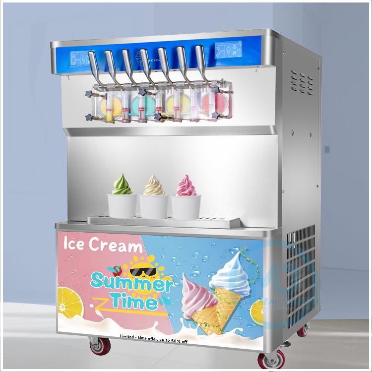 新品4+3混合口味7头冰激凌机商用冰淇淋机60L每小时厂家