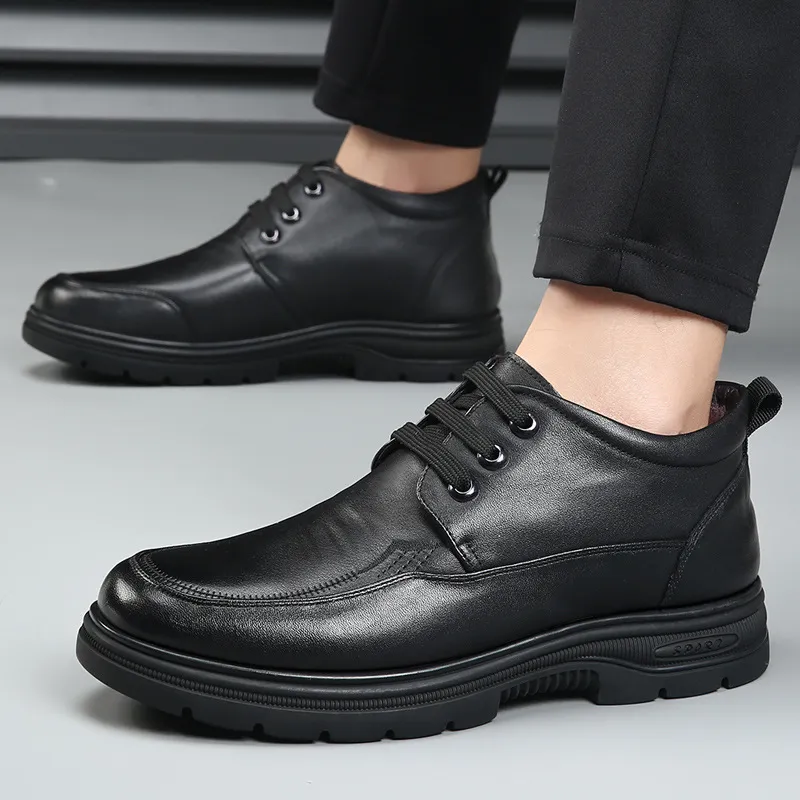 头层牛皮男士棉鞋冬季羊皮毛一体休闲皮靴保暖加厚防滑老人棉鞋男,女鞋,汉服鞋,淘宝优惠券,粉丝福利购,淘宝优惠卷