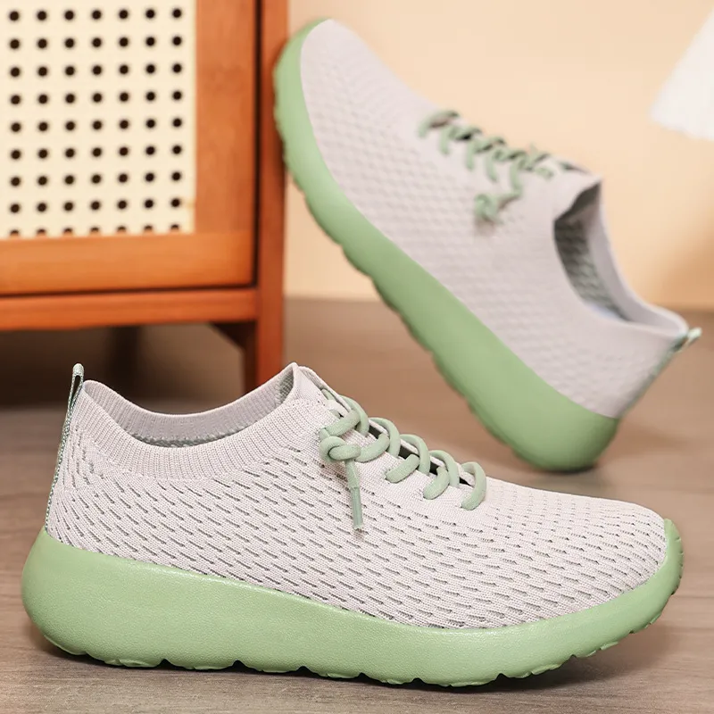 鞋子女休闲鞋女鞋透气飞织单鞋软底运动鞋纯色百搭跑步鞋