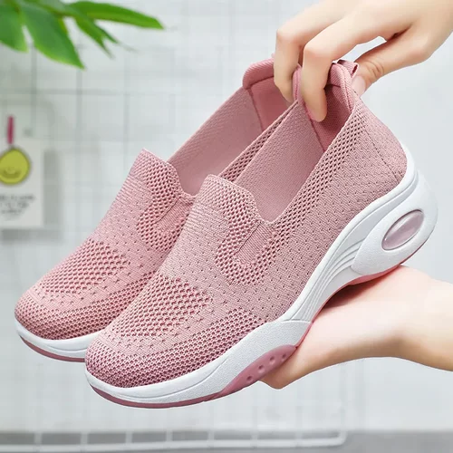 鞋子女夏季新款女鞋厚底飞织网面鞋shoes运动鞋一脚蹬休闲鞋