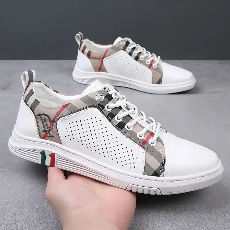 凉鞋男士真皮潮流休闲镂空小白鞋男款夏季透气洞洞鞋子男白色皮鞋