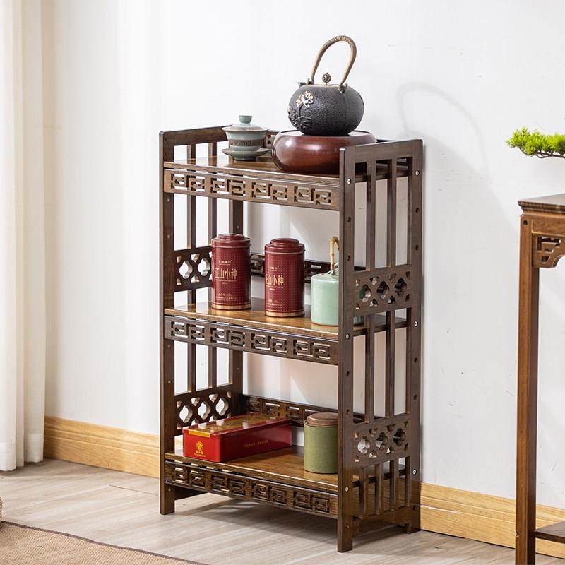 新中式博古架实木现代简约茶架茶室置物架展示架茶叶架子收纳货架