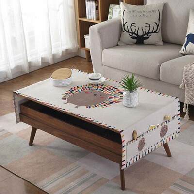 卡通茶几桌布棉麻布艺防水北欧创意长方形口袋式防尘客厅茶几桌垫