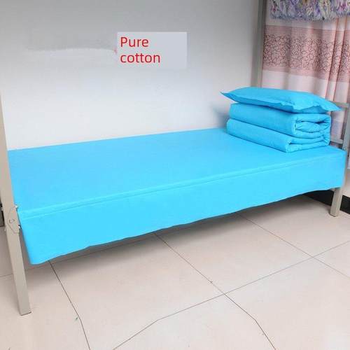 湖蓝色 床单 单人 全棉纯蓝 学生宿舍上下铺三件套 湖兰被套件3