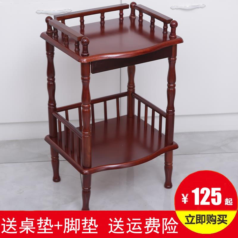 欧式圆形小茶几沙发边几麻将桌边角几简约棋牌室小桌子实木电话架