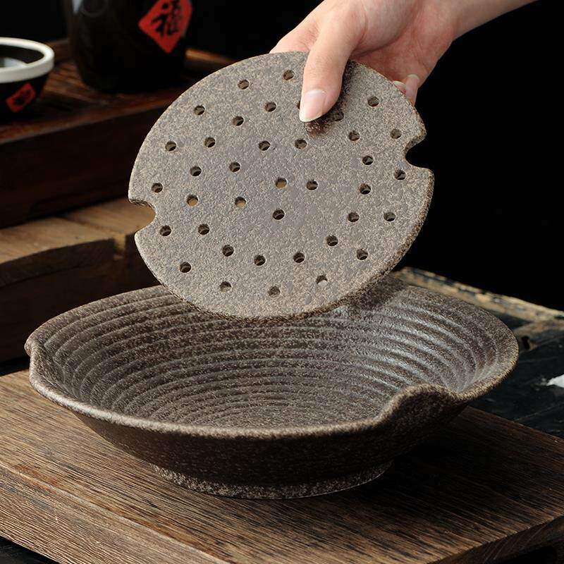 日式陶瓷餐厅酒店意境菜盘刺身鱼盘盘干冰器皿粗陶餐具10英寸盘子