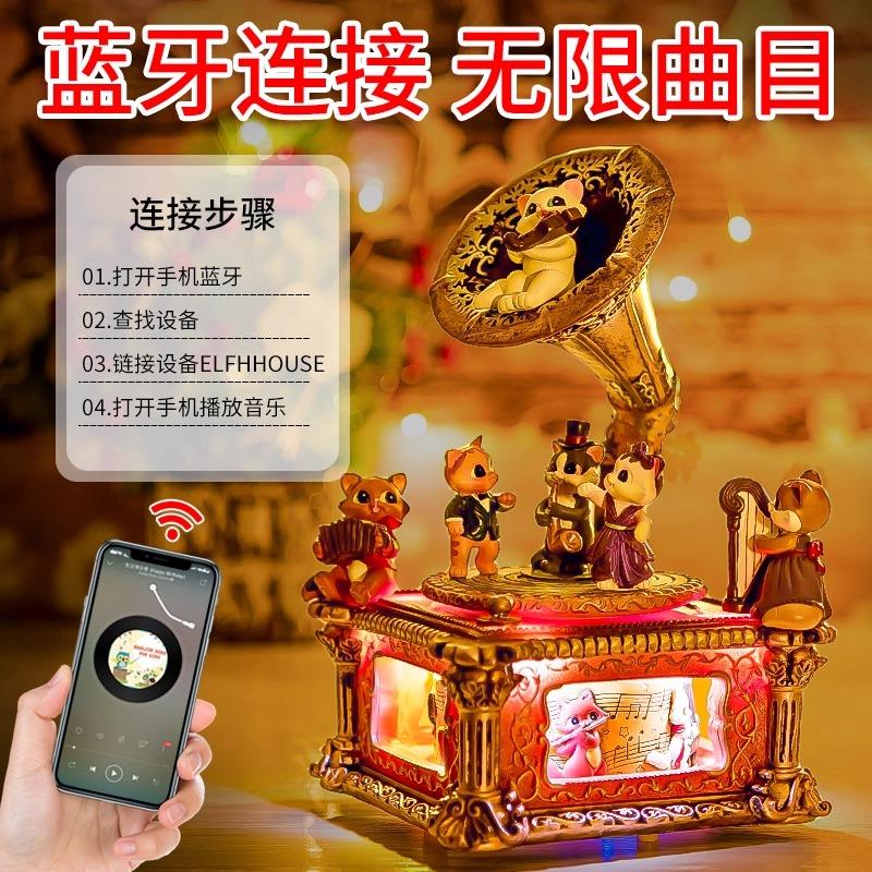 创意实用音乐盒八音盒旋转女童女孩女生儿童闺蜜情侣生日礼物摆件
