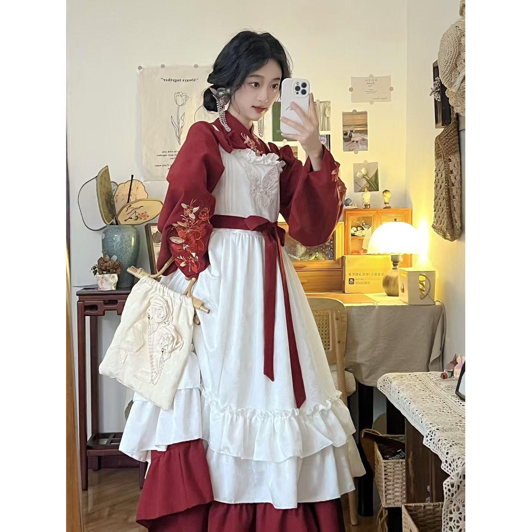 梦华韵原创 蓉华 交领连衣裙刺绣背心裙新年感国风汉元素套装女