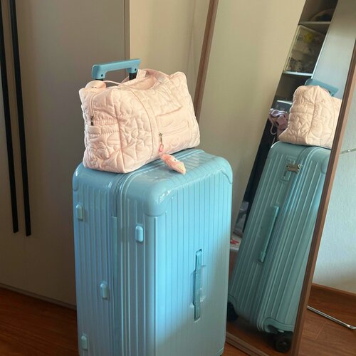 爱心绣线外出轻便旅行袋2026新款手套单肩包可套拉杆箱出差旅行包