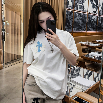 vivichan2025春夏新款十字架T恤
