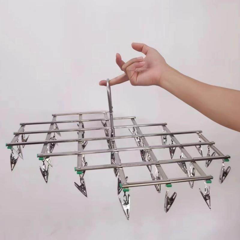 多功能折叠防风不锈钢衣架裤架裤夹伸缩家用固定扣阳台晾衣架夹子