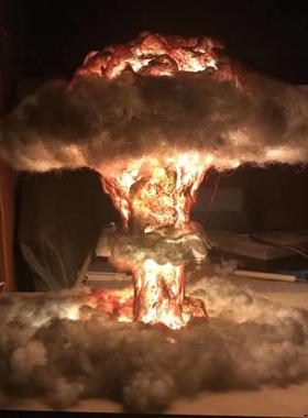 核爆炸蘑菇云创意装饰灯台灯发光收藏礼品原子弹核弹云雾手工摆件