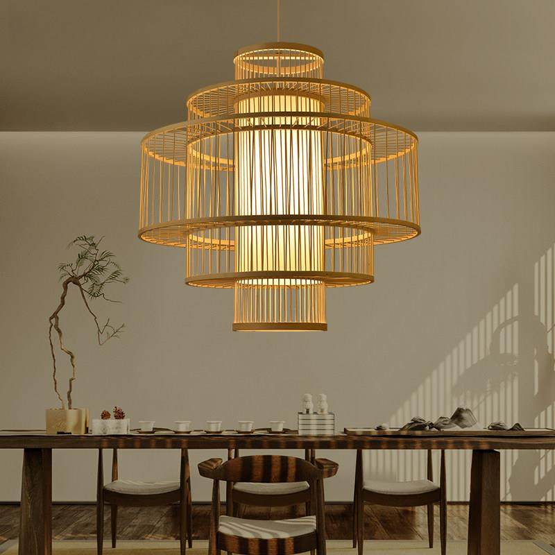 竹艺竹编吊灯新中式火锅店饭厅饭店创意民宿卧室茶楼日式禅意灯笼,家装灯饰光源,餐厅吊灯,淘宝优惠券,粉丝福利购,淘宝优惠卷