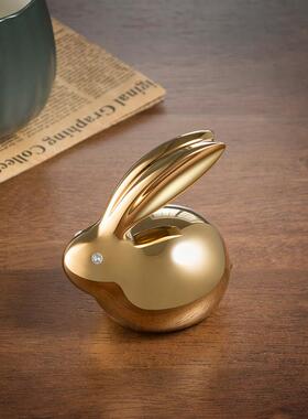 铜兔子摆件 客厅桌面玄关装饰品铜工艺品 十二生肖兔摆件生日礼物